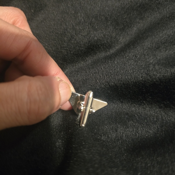 Prada Black and Silver Logo Triangle Cufflinks - Picture 5 of 5